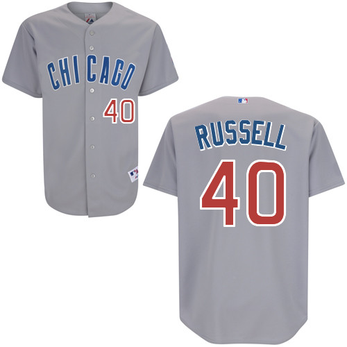 Chicago Cubs 40# Russell Grey Authentic Personalized Road Jersey-2 Chicago Cubs 40# Russell Grey Authentic Personalized Road Jersey-2