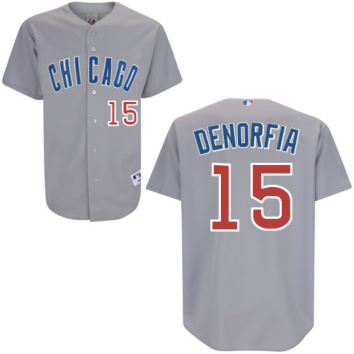 Chicago Cubs 15# Denorfia Grey Authentic Personalized Road Jersey