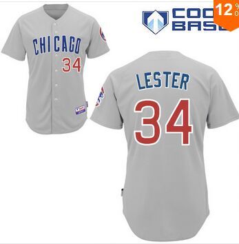 Cheap #34 Jon Lester Jersey Chicago Cubs Baseball Jerseys Stripe gray Authentic Jon Lester Stitched Jersey