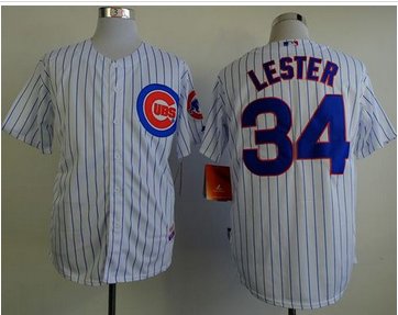 Chicago Cubs #34 Jon Lester White(Blue Strip) Cool Base Stitched MLB Jersey Chicago Cubs #34 Jon Lester White(Blue Strip) Cool Base Stitched MLB Jersey