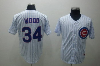 Chicago Cubs 34 wood white jerseys(blue strip) Chicago Cubs 34 wood white jerseys(blue strip)