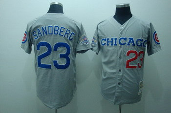 Chicago Cubs 23 Ryne Sandberg 1990 grey Jerseys Mitchell and ness