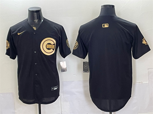 Men's Chicago Cubs Blank Black Gold 150th Anniversary Patch Stitched Baseball Jersey Men's Chicago Cubs Blank Black Gold 150th Anniversary Patch Stitched Baseball Jersey