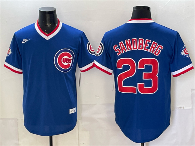 Men's Chicago Cubs #23 Ryne Sandberg Royal 150th Anniversary Throwback Vapor Limited Stitched Baseball Jersey Men's Chicago Cubs #23 Ryne Sandberg Royal 150th Anniversary Throwback Vapor Limited Stitched Baseball Jersey