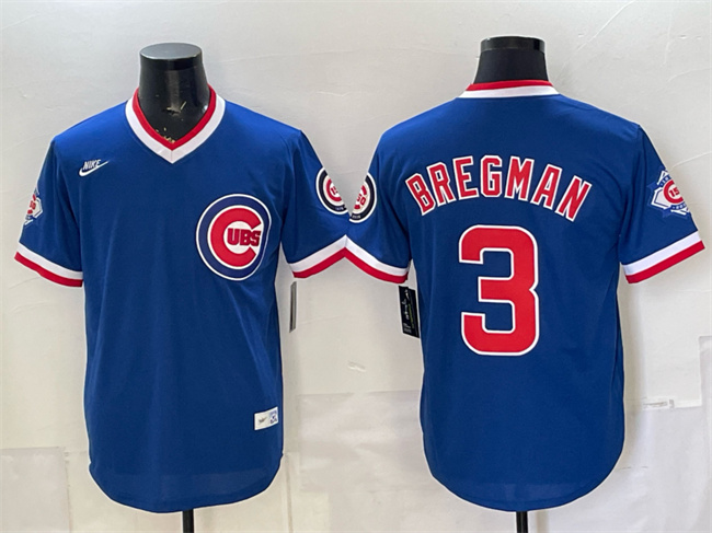 Men's Chicago Cubs #3 Alex Bregman Royal 150th Anniversary Throwback Vapor Limited Stitched Baseball Jersey Men's Chicago Cubs #3 Alex Bregman Royal 150th Anniversary Throwback Vapor Limited Stitched Baseball Jersey
