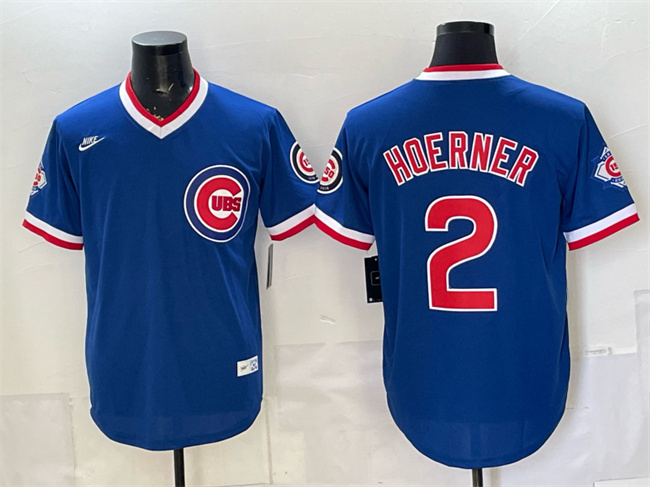 Men's Chicago Cubs #2 Nico Hoerner Royal 150th Anniversary Throwback Vapor Limited Stitched Baseball Jersey Men's Chicago Cubs #2 Nico Hoerner Royal 150th Anniversary Throwback Vapor Limited Stitched Baseball Jersey