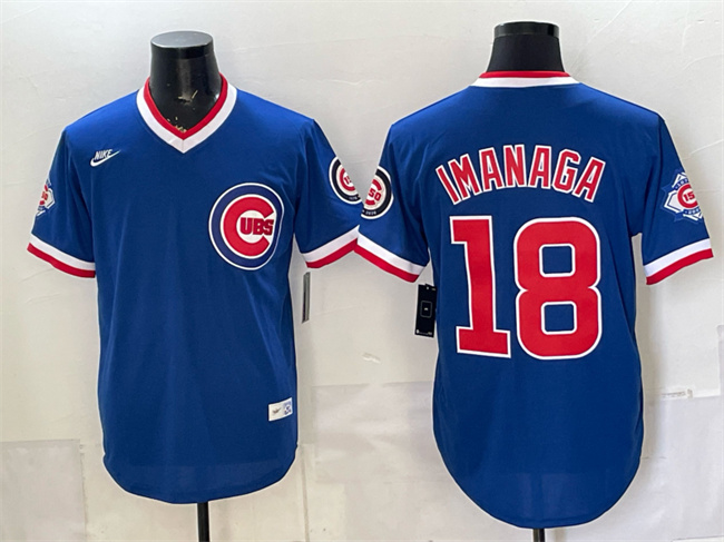 Men's Chicago Cubs #18 Shota Imanaga Royal 150th Anniversary Throwback Vapor