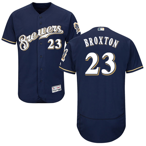 Brewers #23 Keon Broxton Navy Blue Flexbase Authentic Collection Stitched Baseball Jersey