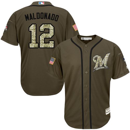 Brewers #12 Martin Maldonado Green Salute to Service Stitched MLB