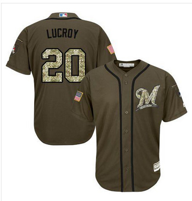 Brewers #20 Jonathan Lucroy Green Salute to Service Stitched MLB Jersey