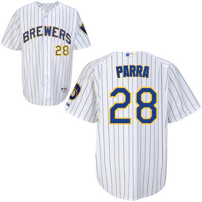 Milwaukee Brewers #28Gerardo Parra Authentic Personalized Alternate Home White Jersey