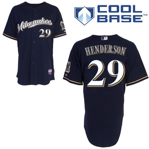 Milwaukee #29Jim Henderson Brewers Authentic Personalized Alternate Road Blue Jersey