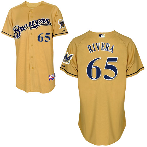 Milwaukee Brewers #65Yadiel Rivera Authentic Personalized Alternate yellow Jersey