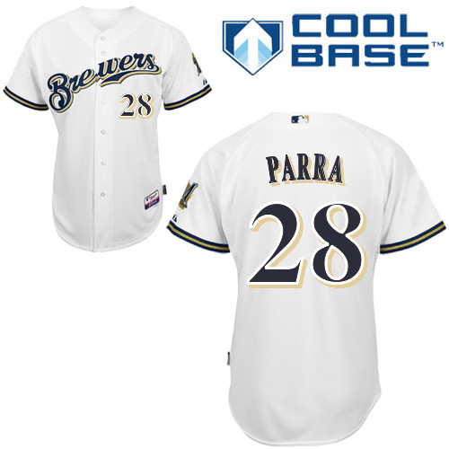 Milwaukee Brewers #28Gerardo Parra Authentic Personalized Home White Jersey