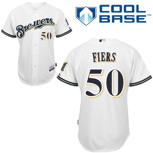 Milwaukee Brewers #50Mike Fiers Authentic Personalized Home White Jersey