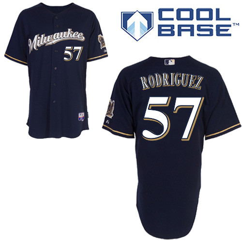 Milwaukee #57Francisco Rodriguez Brewers Authentic Personalized Alternate Road Blue Jersey