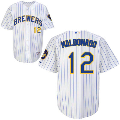 Milwaukee Brewers #12Martin Maldonado Authentic Personalized Alternate Home White Jersey
