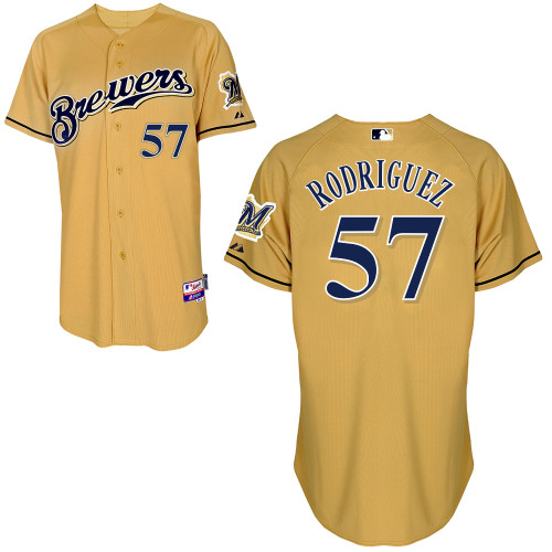 Milwaukee Brewers # 57Francisco Rodriguez Authentic Personalized Alternate yellow Jersey