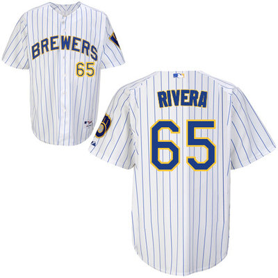 Milwaukee Brewers #65Yadiel Rivera Authentic Personalized Alternate Home White Jersey