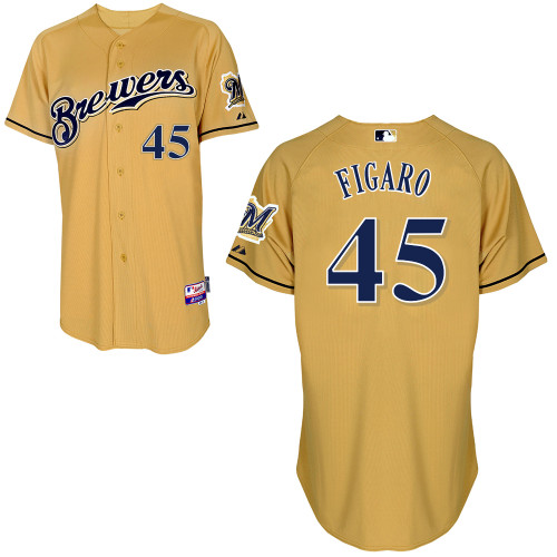 Milwaukee Brewers #45Alfredo Figaro Authentic Personalized Alternate yellow Jersey