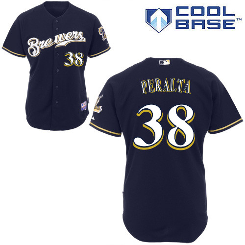 Milwaukee Brewers #38astuto Peralta Authentic Personalized Alternate Blue Jersey