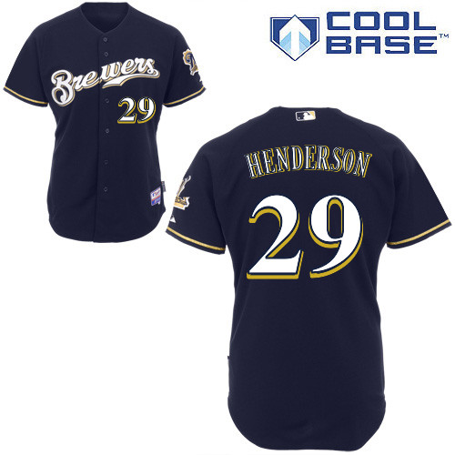 Milwaukee Brewers #29 Jim Henderson Authentic Personalized Alternate Blue Jersey