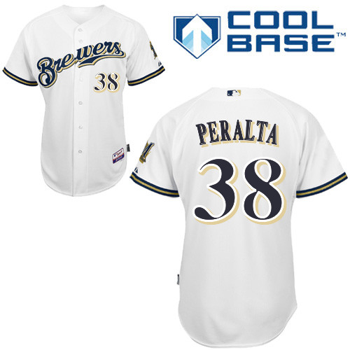 Milwaukee Brewers #38astuto Peralta Authentic Personalized Home White Jersey