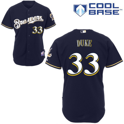 Milwaukee Brewers #33 Zach Duke Authentic Personalized Alternate Blue Jersey