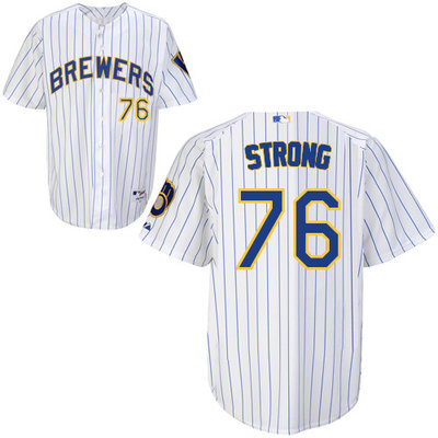 Milwaukee Brewers #76 Strong Authentic Personalized Alternate Home White Jersey