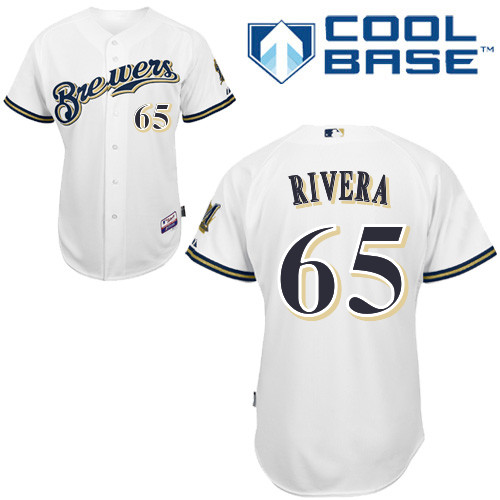 Milwaukee Brewers #65Yadiel Rivera Authentic Personalized Home White Jersey