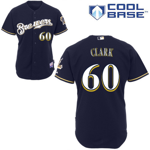 Milwaukee Brewers #60Matt CLARK Authentic Personalized Alternate Blue Jersey