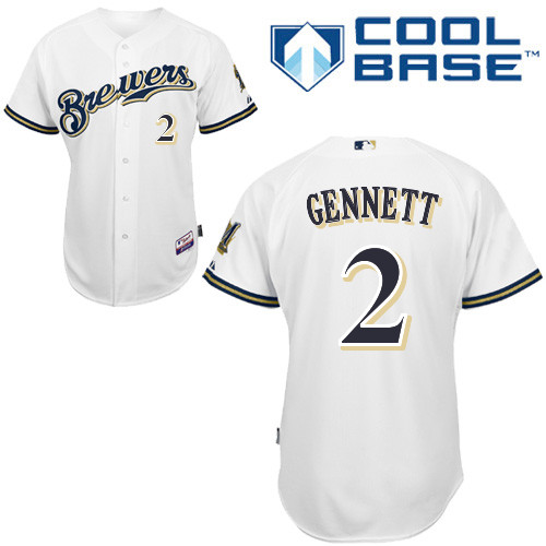 Milwaukee Brewers #2Scooter Gennett Authentic Personalized Home White Jersey