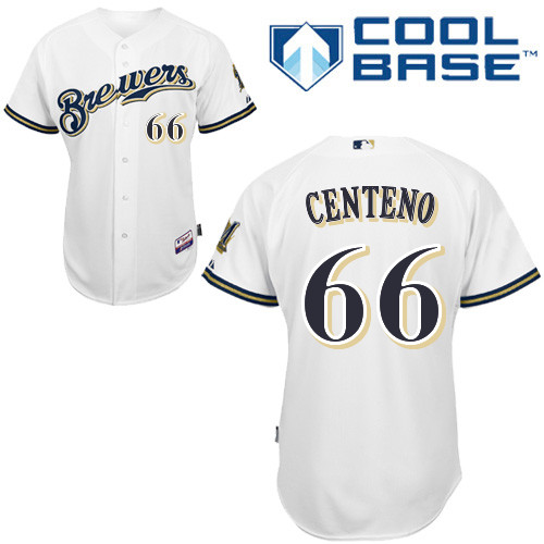 Milwaukee Brewers #66Juan Centeno Authentic Personalized Home White Jersey