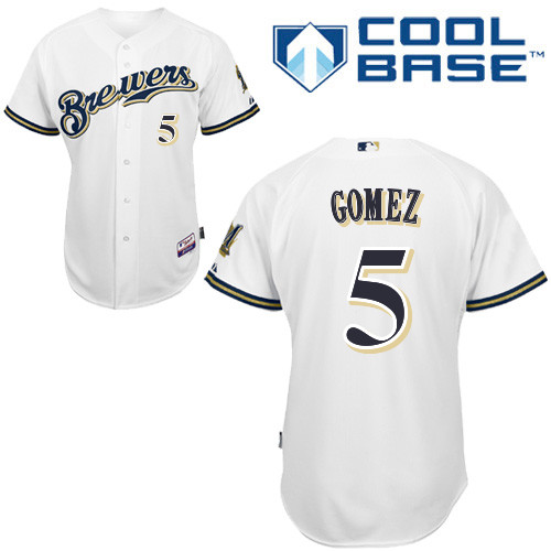 Milwaukee Brewers #5Hector Gomez Authentic Personalized Home White Jersey