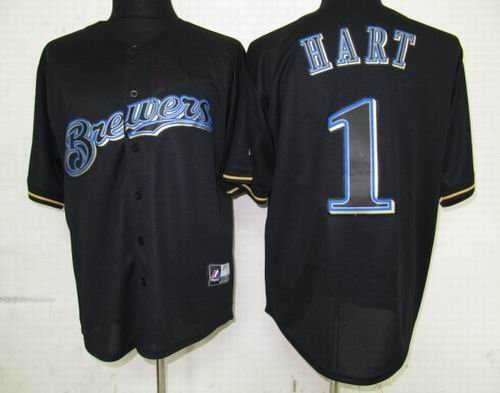 Milwaukee Brewers 1 Corey Hart Pitch Black Fashion Jersey Milwaukee Brewers 1 Corey Hart Pitch Black Fashion Jersey