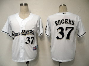 Milwaukee Brewers 37 Rogers White Cool Base Jerseys