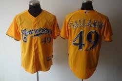 Milwaukee Brewers #49 Yovani Gallardo Yellow Jerseys