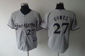 Milwaukee Brewers 27 Carlos gomez grey cool base Jerseys