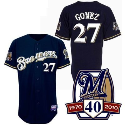 Milwaukee Brewers Jerseys #27 Carlos Gomez blue Jersey 40TH