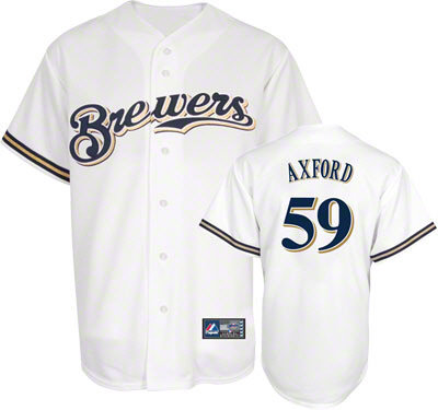 Milwaukee Brewers John Axford 59 White Jersey