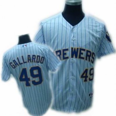 Milwaukee Brewers Yovani Gallardo jersey #49 Baseball Jersey white blue strip