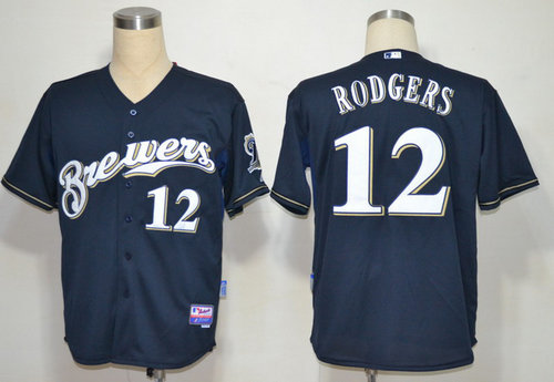 MLB Jerseys Milwaukee Brewers #12 Rodgers Dark Blue Cool Base