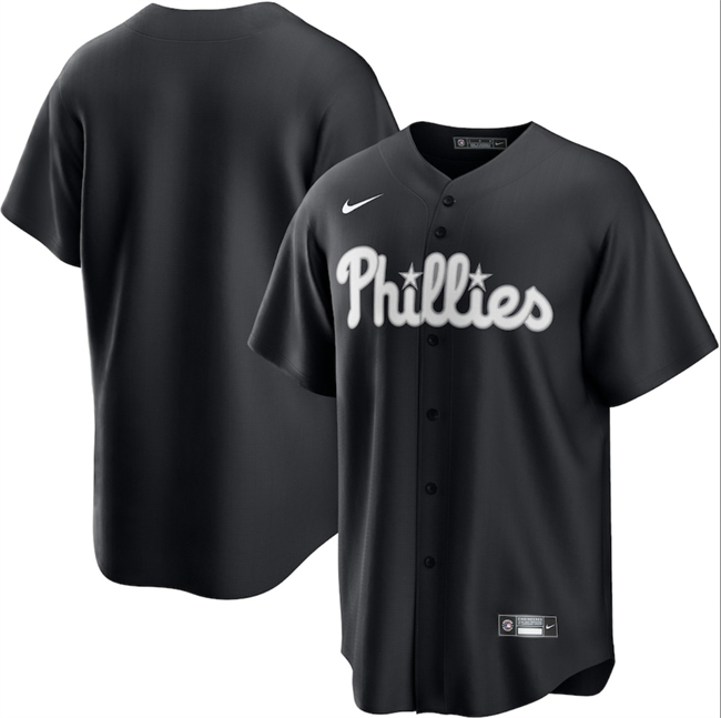 Men's Philadelphia Phillies Blank Black Lights Out Limited Stitched Baseball Jersey Men's Philadelphia Phillies Blank Black Lights Out Limited Stitched Baseball Jersey