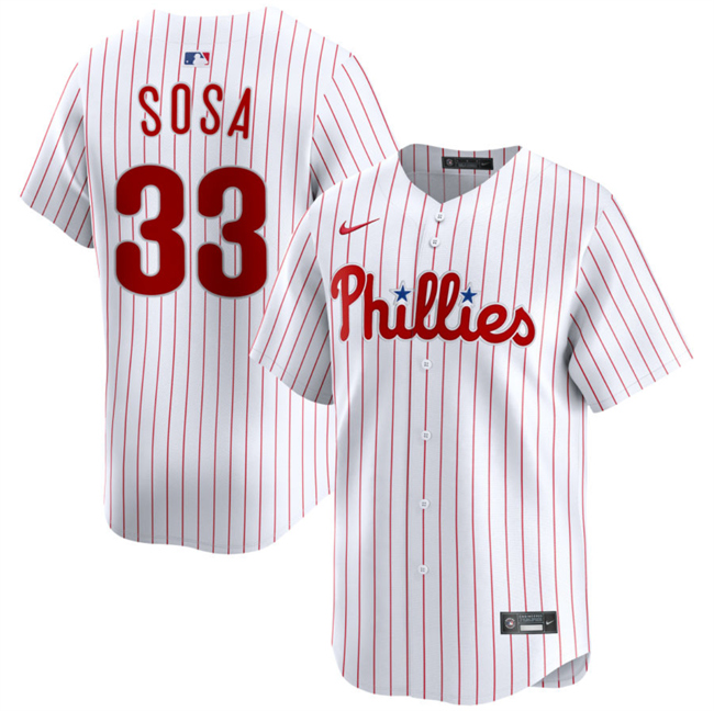 Men's Philadelphia Phillies #33 Edmundo Sosa White Home Limited Stitched Jersey Men's Philadelphia Phillies #33 Edmundo Sosa White Home Limited Stitched Jersey
