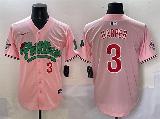 Men's Philadelphia Phillies #3 Bryce Harper Pink Phanatic Limited Stitched Jersey fanswish.net