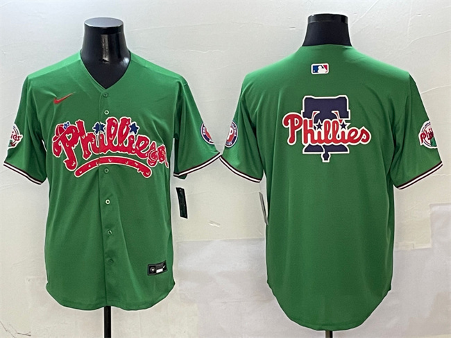 Men's Philadelphia Phillies Team Big Logo Green Phanatic Limited Stitched Jersey Men's Philadelphia Phillies Team Big Logo Green Phanatic Limited Stitched Jersey
