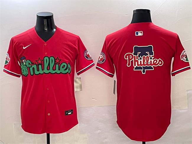 Men's Philadelphia Phillies Team Big Logo Red Phanatic Limited Stitched Jersey Men's Philadelphia Phillies Team Big Logo Red Phanatic Limited Stitched Jersey