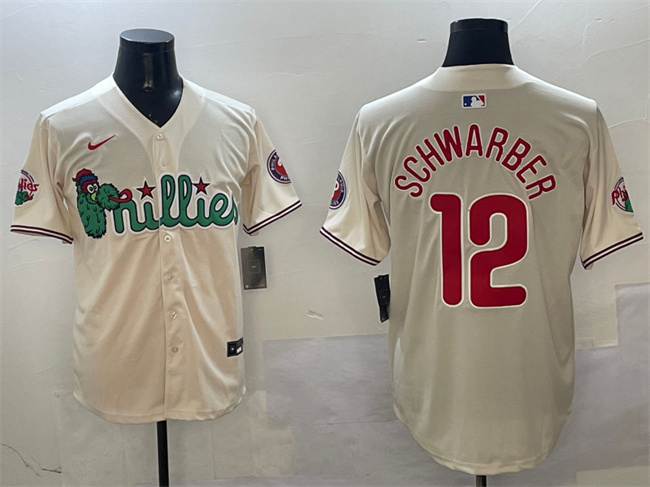 Men's Philadelphia Phillies #12 Kyle Schwarber Cream Phanatic Limited Stitched Jersey Men's Philadelphia Phillies #12 Kyle Schwarber Cream Phanatic Limited Stitched Jersey