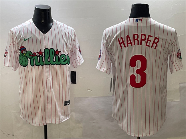 Men's Philadelphia Phillies #3 Bryce Harper White Phanatic Cool Base Stitched Jersey Men's Philadelphia Phillies #3 Bryce Harper White Phanatic Cool Base Stitched Jersey