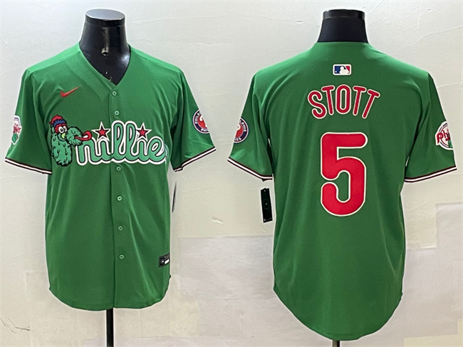 Men's Philadelphia Phillies #5 Bryson Stott Green Phanatic Limited Stitched Jersey Men's Philadelphia Phillies #5 Bryson Stott Green Phanatic Limited Stitched Jersey